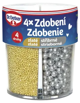 Dr. Oetker Zdobenie 4 druhy zlaté/strieborné
