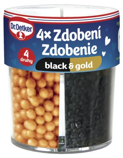 Dr. Oetker Zdobenie 4 druhy black & gold