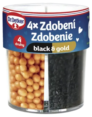 Zdobenie 4 druhy black&gold Dr. Oetker