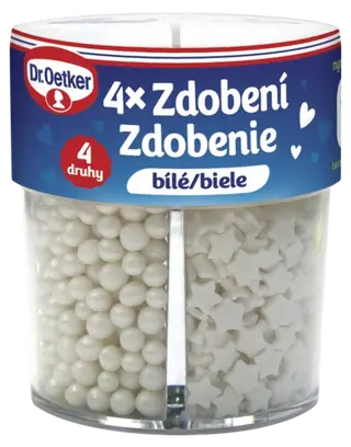 Zdobenie 4 druhy biele Dr. Oetker 