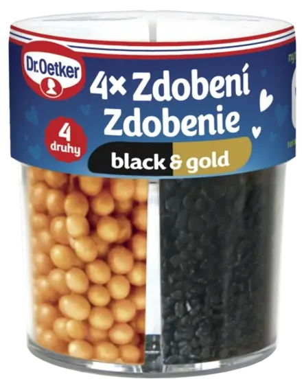 Zdobenie 4 druhy black&gold Dr. Oetker