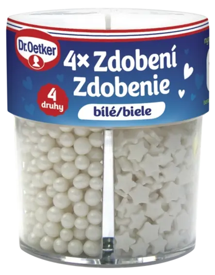 Zdobenie 4 druhy biele Dr. Oetker 