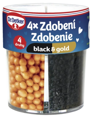 Zdobenie 4 druhy black&gold Dr. Oetker