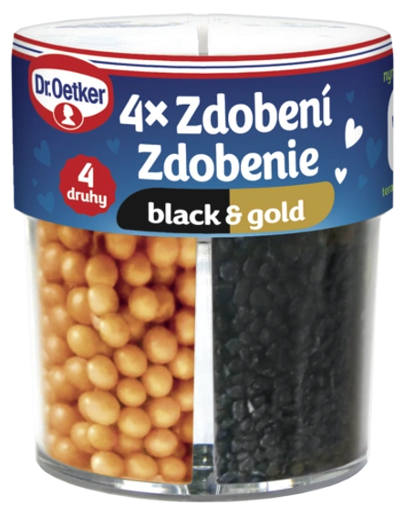 Zdobenie 4 druhy black&gold Dr. Oetker