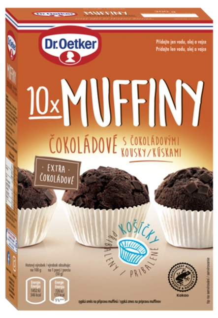 Muffiny čokoládové s čokoládovými kúskami  Dr. Oetker 