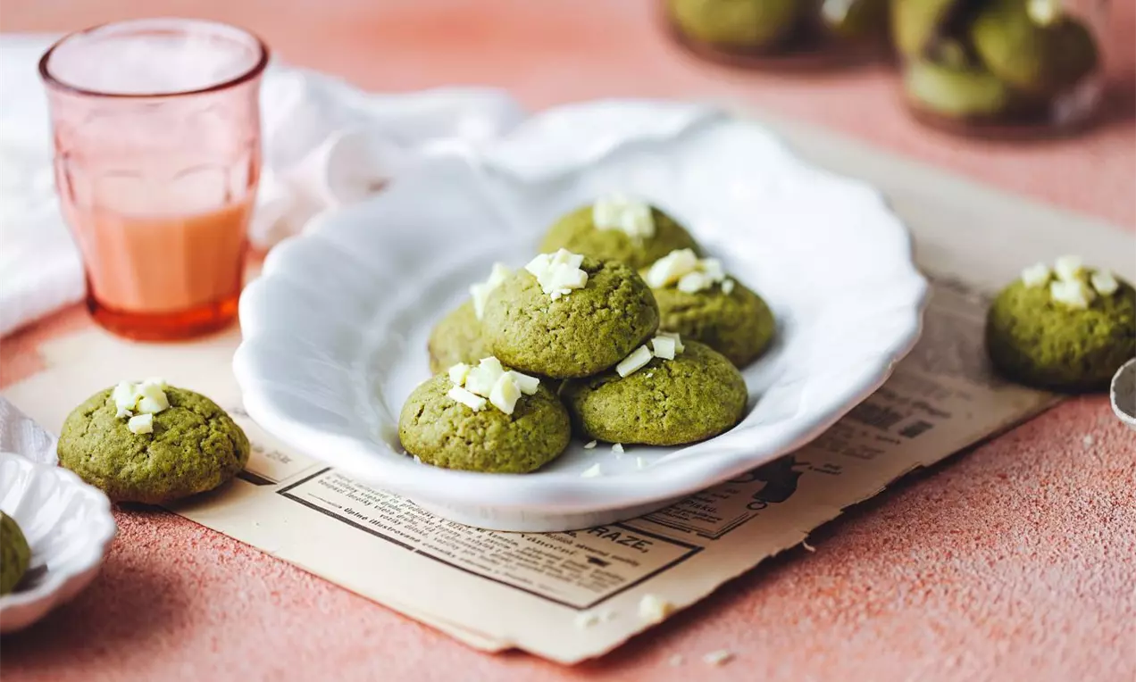 Matcha cookies s bielou čokoládou