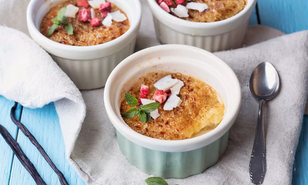Ryžový dezert à la crème brûlée